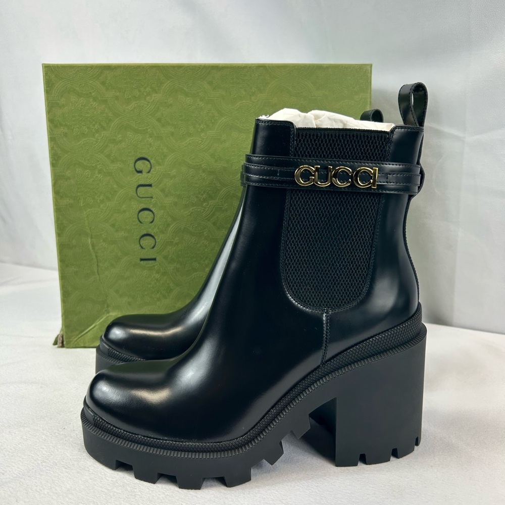 GUCCI Logo-lettering Leather Chelsea Boots
